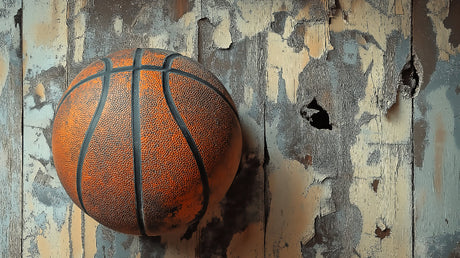 Basketball wallpaper design file showing vintage sports pattern with detailed texture and industrial backdrop