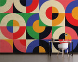 Geometric Mural Wallpaper | Bauhaus Colorful Circles Design