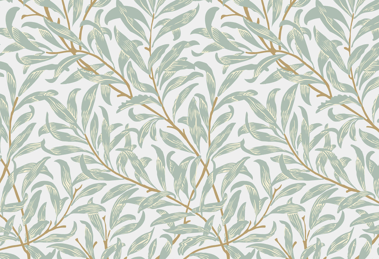 Foliage Mural Wallpaper | Sage Green Botanical Pattern