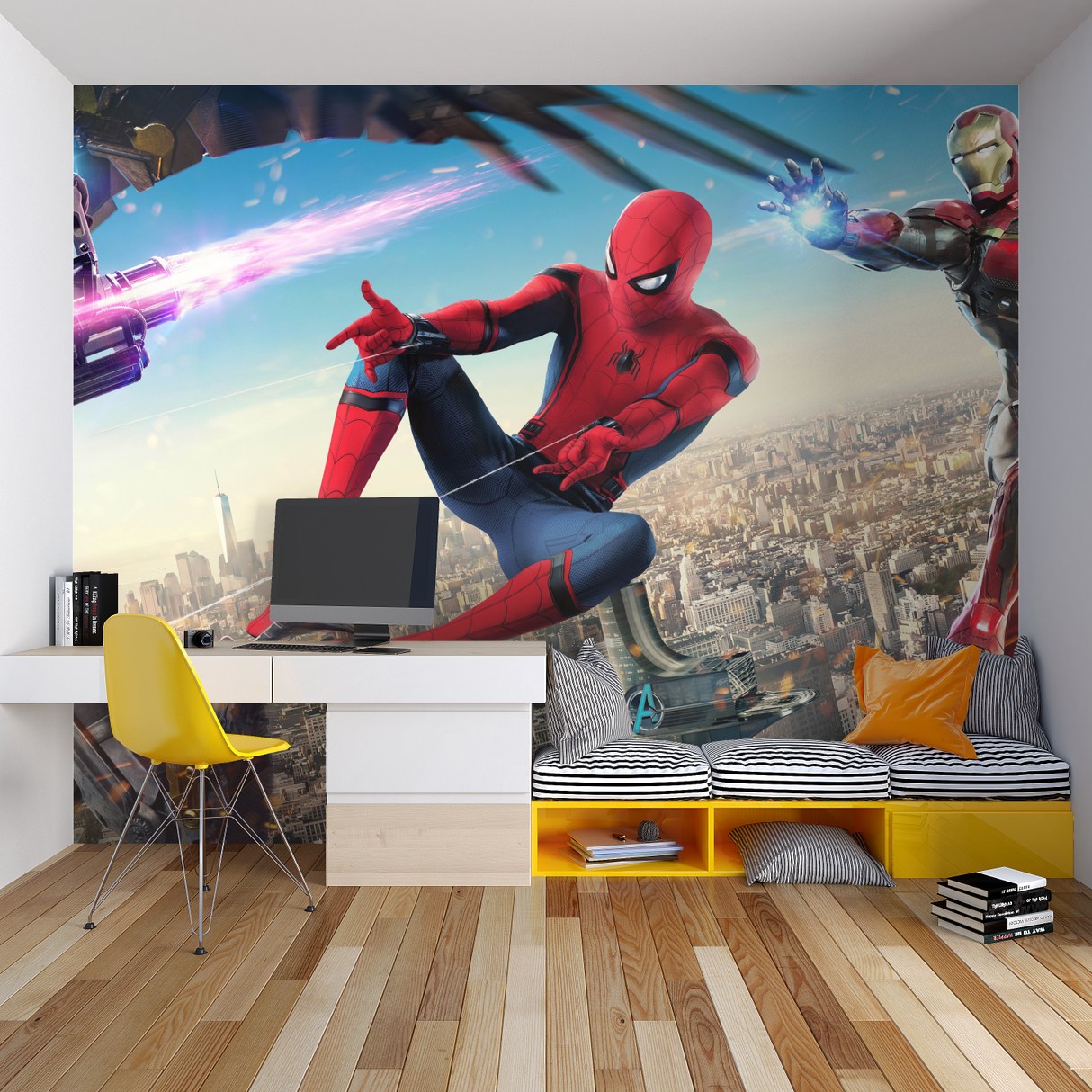 Superhero Mural Wallpaper | Spider-Man Action Scene