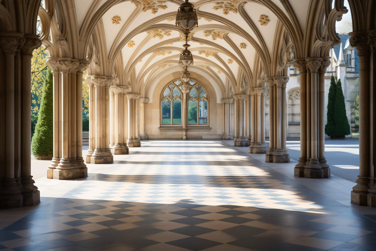 Gothic Mural Wallpaper | Cathedral Arches With Golden Details