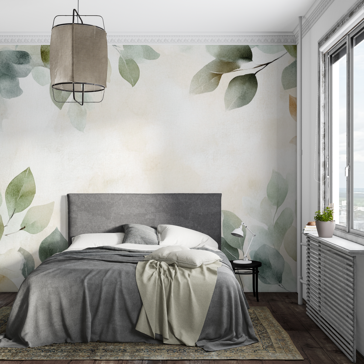 Botanical Mural Wallpaper | Watercolor Leaves and Branches