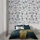 Floral Mural Wallpaper | Blue Birds and Flowers Pattern