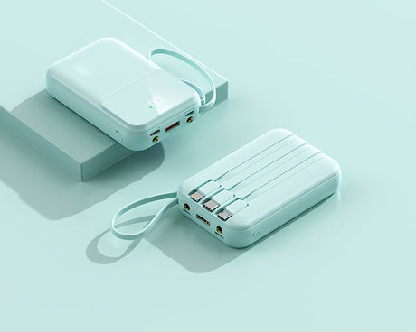 Compact Power Bank 10000mAh  Built-in Cables and LED Display - Product showcase