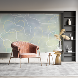 Abstract Mural Wallpaper | Gentle Curves in Grey and Yellow