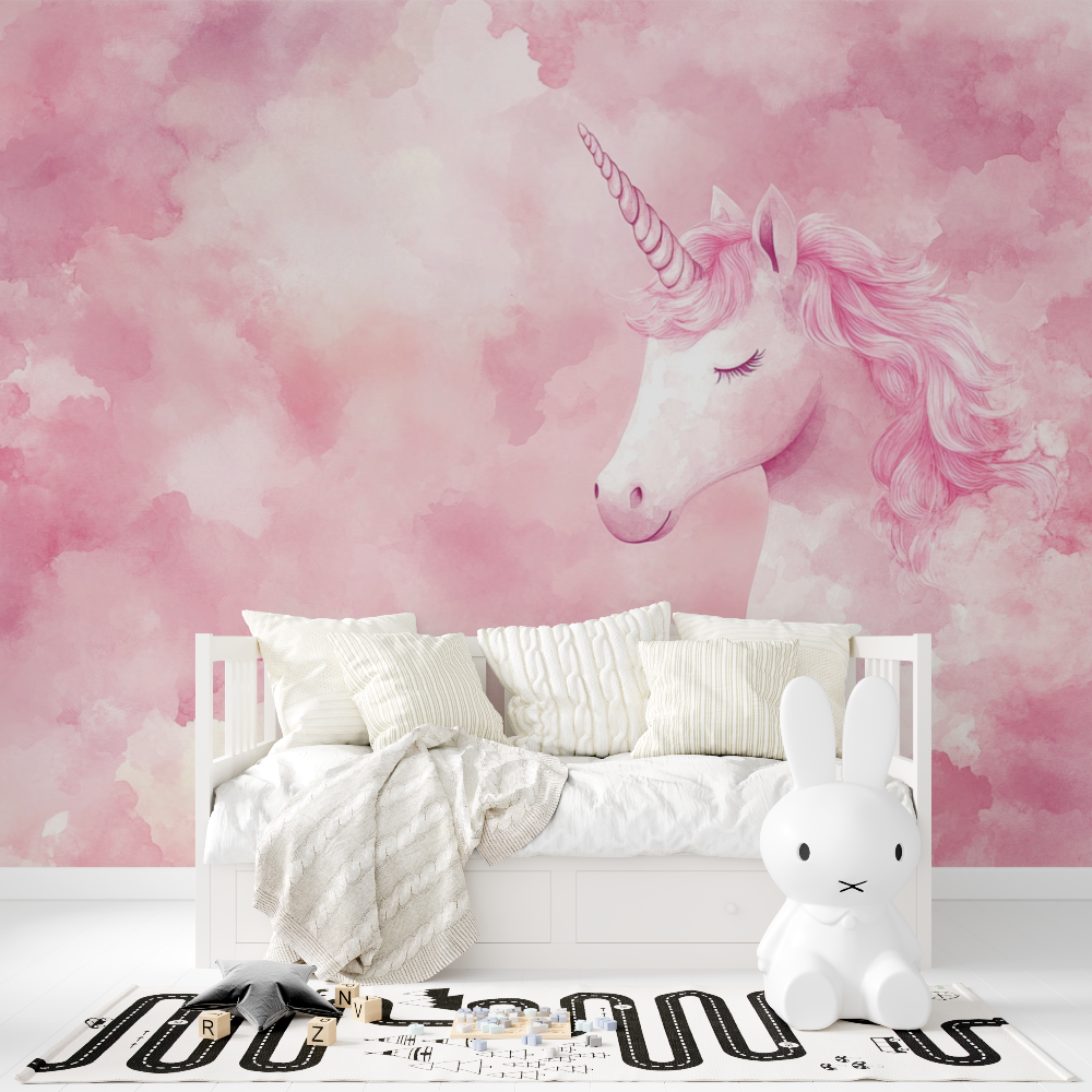 Unicorn Mural Wallpaper | Pink Clouds Dreamy Design