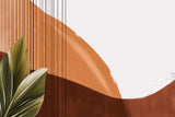 Abstract Mural Wallpaper | Modern Terracotta Curves with Lines