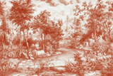 Toile de Jouy Mural Wallpaper | Terracotta Forest Scene