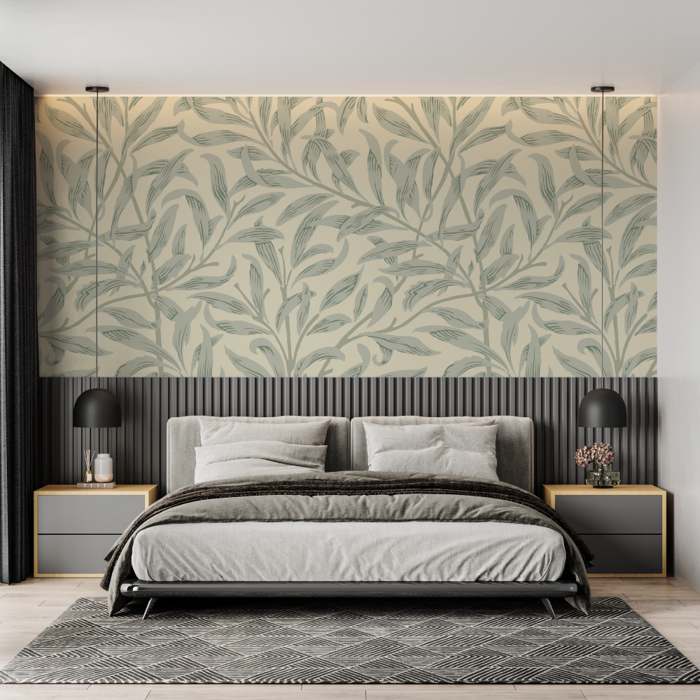 Foliage Mural Wallpaper | Sage Green Botanical Pattern