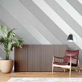 Geometric Mural Wallpaper | Modern Diagonal Stripes in Grey