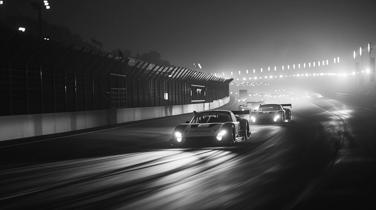 Racing Car Mural Wallpaper | Black and White Dynamic Design
