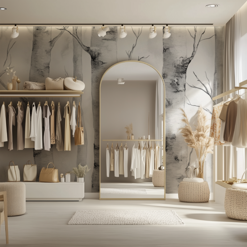 Forest Mural Wallpaper | Birch Tree Black and White Design
