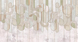 Art Deco Mural Wallpaper | Geometric Feather Pattern in Sage