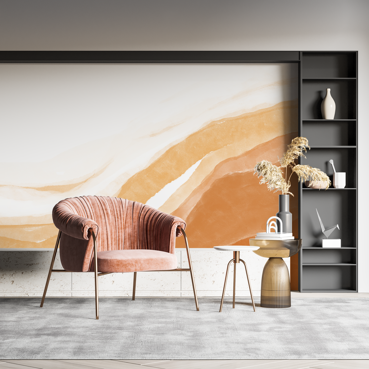 Abstract Mural Wallpaper | Terracotta Watercolor Waves