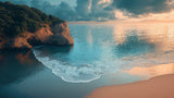 Coastal cliffs beach wallpaper design file showing detailed sunrise pattern and ocean waves