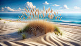 Beach wallpaper design file showing detailed pampas grass against ocean backdrop