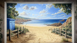 Beach paradise wallpaper design file showing full sandy path and coastal cabin pattern