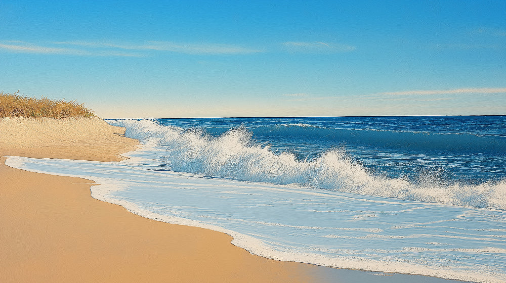 Ocean waves and golden sand design file showing detailed wave patterns and foam textures