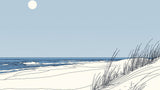 Minimalist beach line art design file showing gentle waves and dunes in elegant strokes