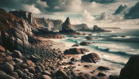 Coastal Mural Wallpaper | Dramatic Rocky Beach Landscape