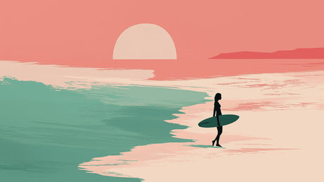 Beach sunset wallpaper design file showing detailed surf silhouette against gradient sky