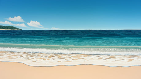 Turquoise ocean and sandy shore design file showing detailed beach scene pattern