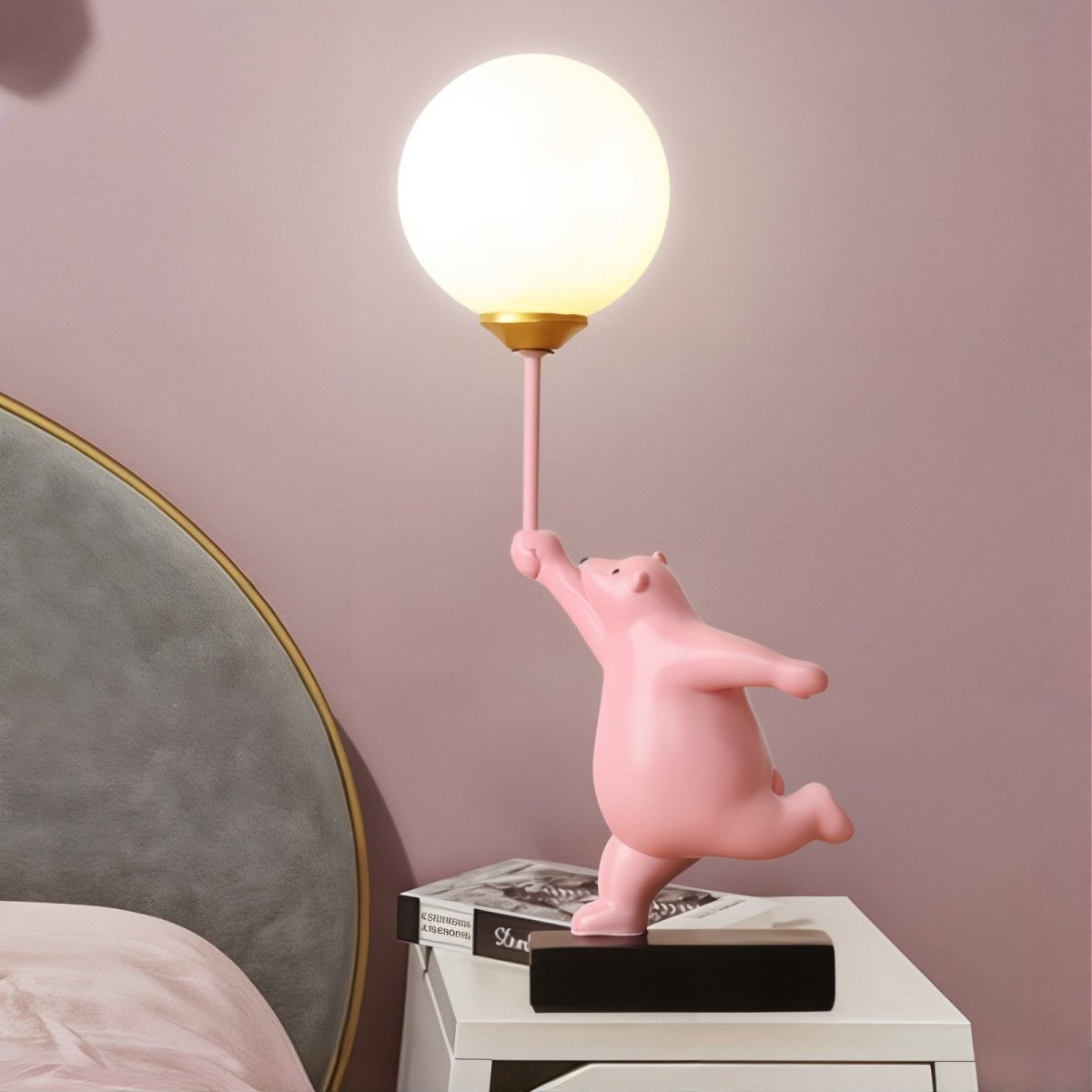 Kids Room Table Lamp  Playful Pink Bear Design - Product example