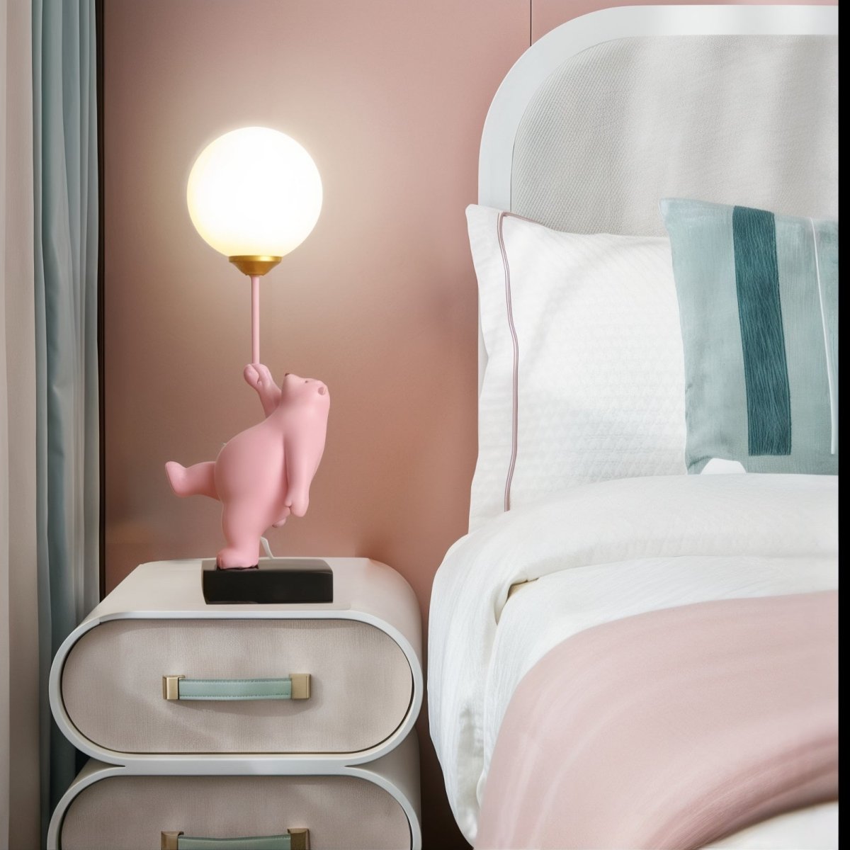 Kids Room Table Lamp  Playful Pink Bear Design - Product detail 6