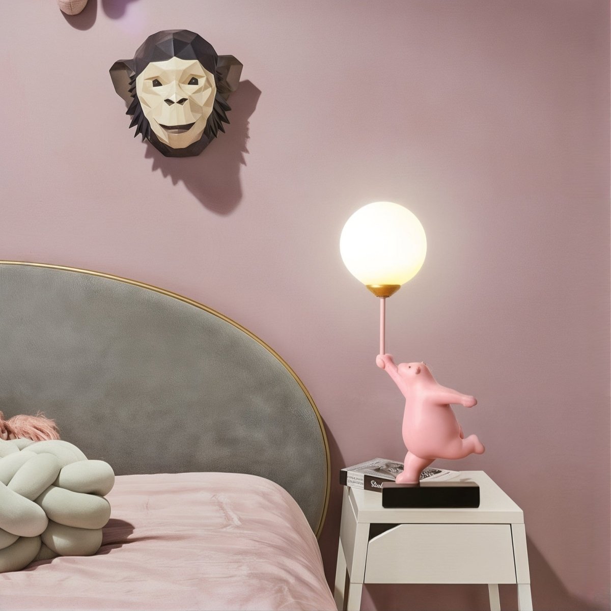Kids Room Table Lamp  Playful Pink Bear Design - Product detail 5