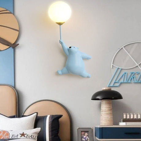 Kids Wall Lamp  Pink Bear Design With Globe Light - Product detail 5