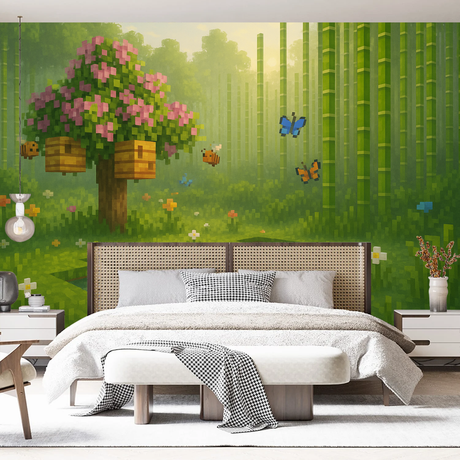 Minecraft Mural Wallpaper  Enchanted Garden Paradise - Premium wallpaper design showcase