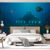Minecraft Mural Wallpaper  Underwater Temple Discovery - Premium wallpaper design showcase