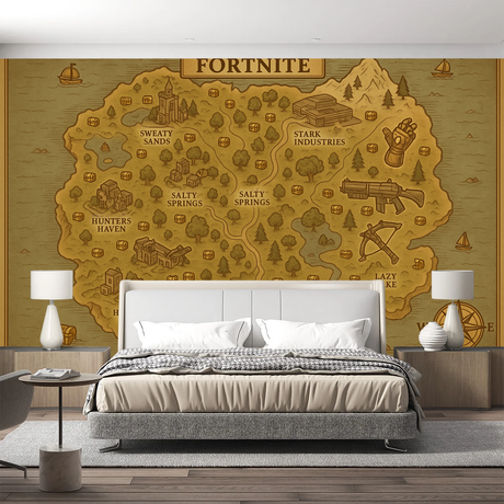Fortnite Gamer Mural Wallpaper  Battle Royale Map - Premium wallpaper design showcase