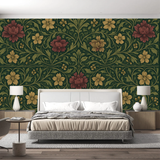 William Morris Vintage Mural Wallpaper  Classic Botanical Symphony Bedroom - Detailed wallpaper pattern view