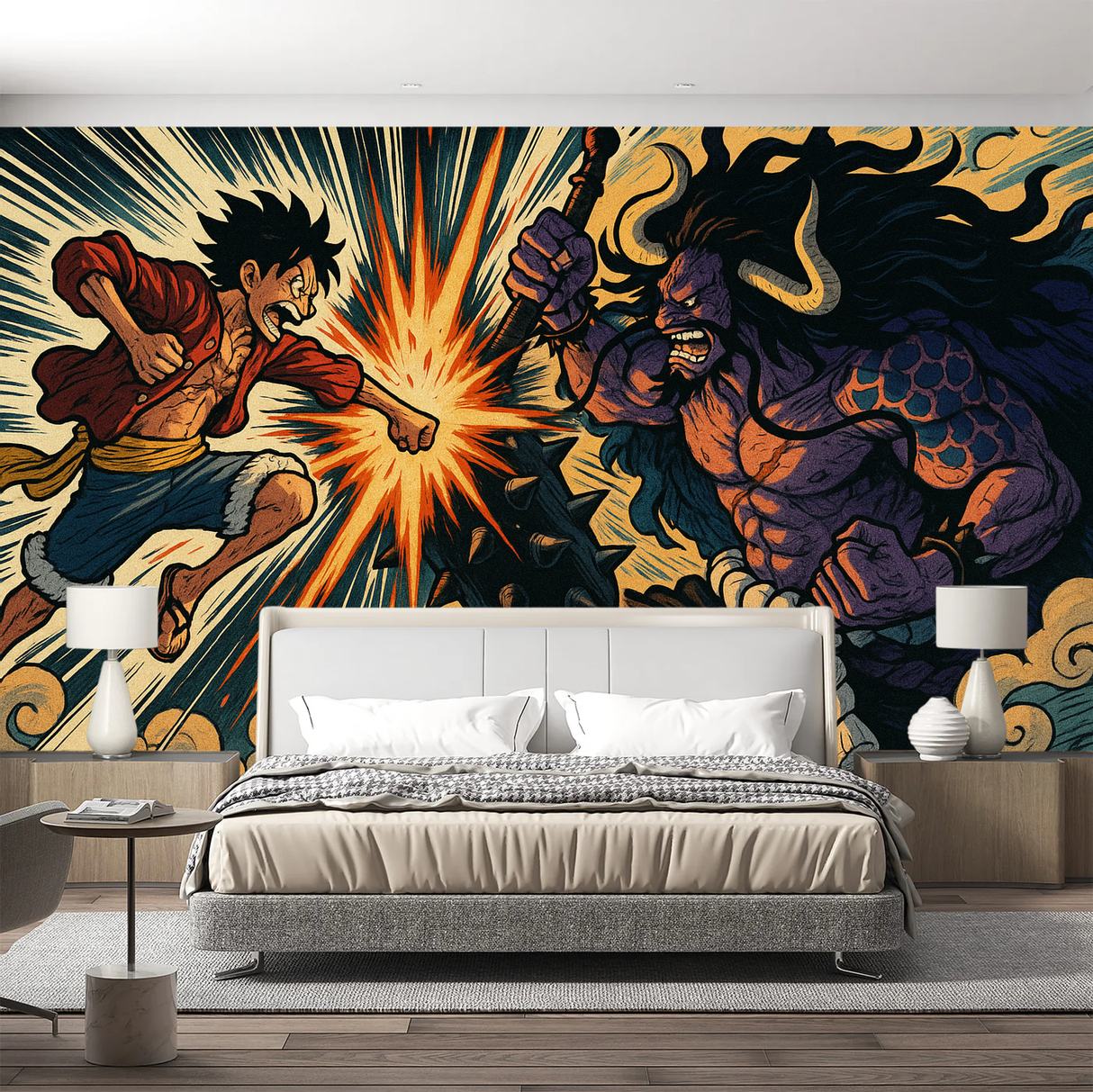 One Piece Mural Wallpaper  Ultimate Pirate Battle Scene - Premium wallpaper design showcase