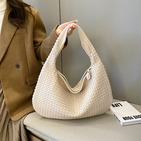Woven Leather Hobo Bag  Interlaced Pattern Design - Product example