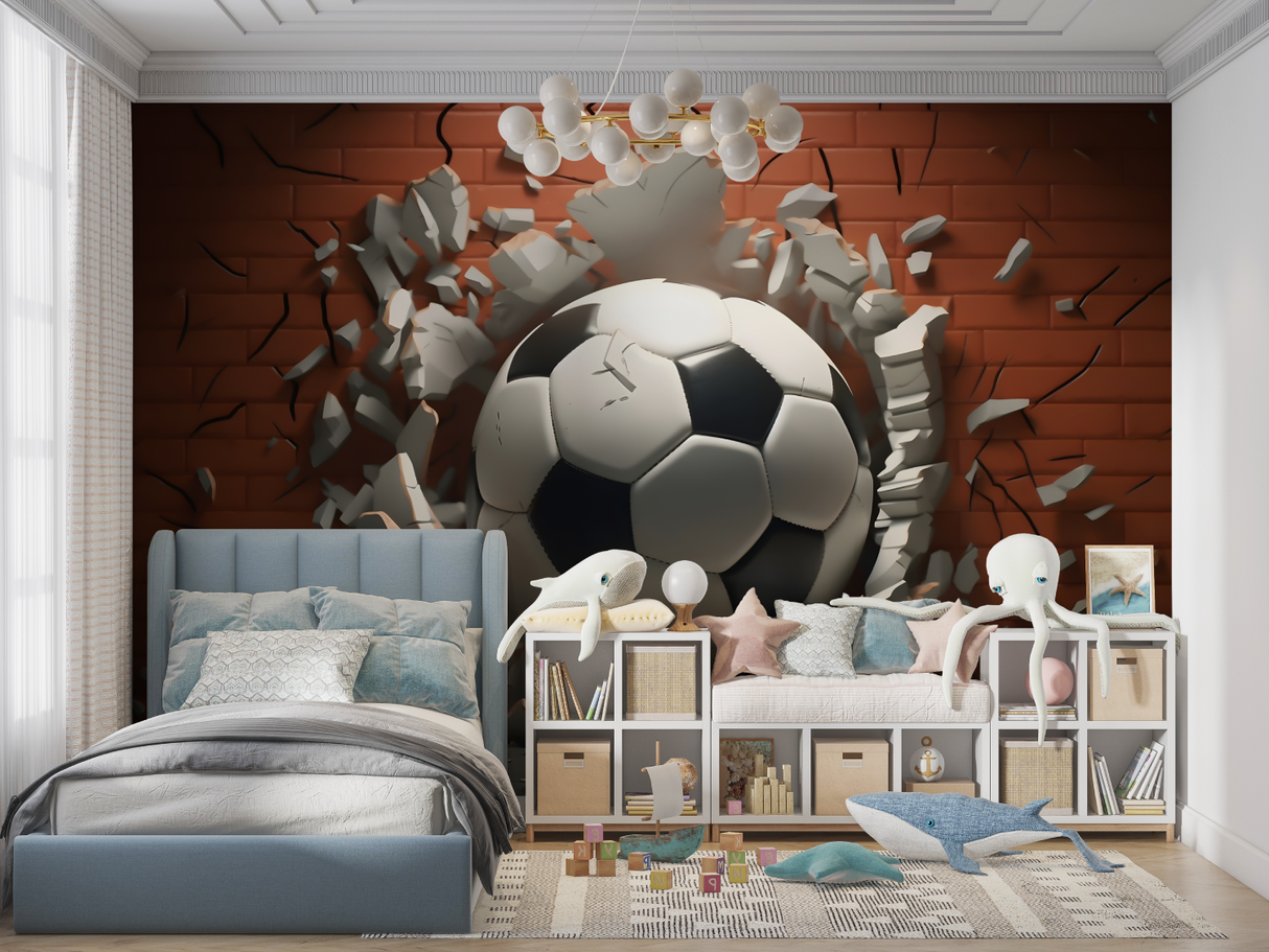 Football Mural Wallpaper | 3D Dynamic White Design