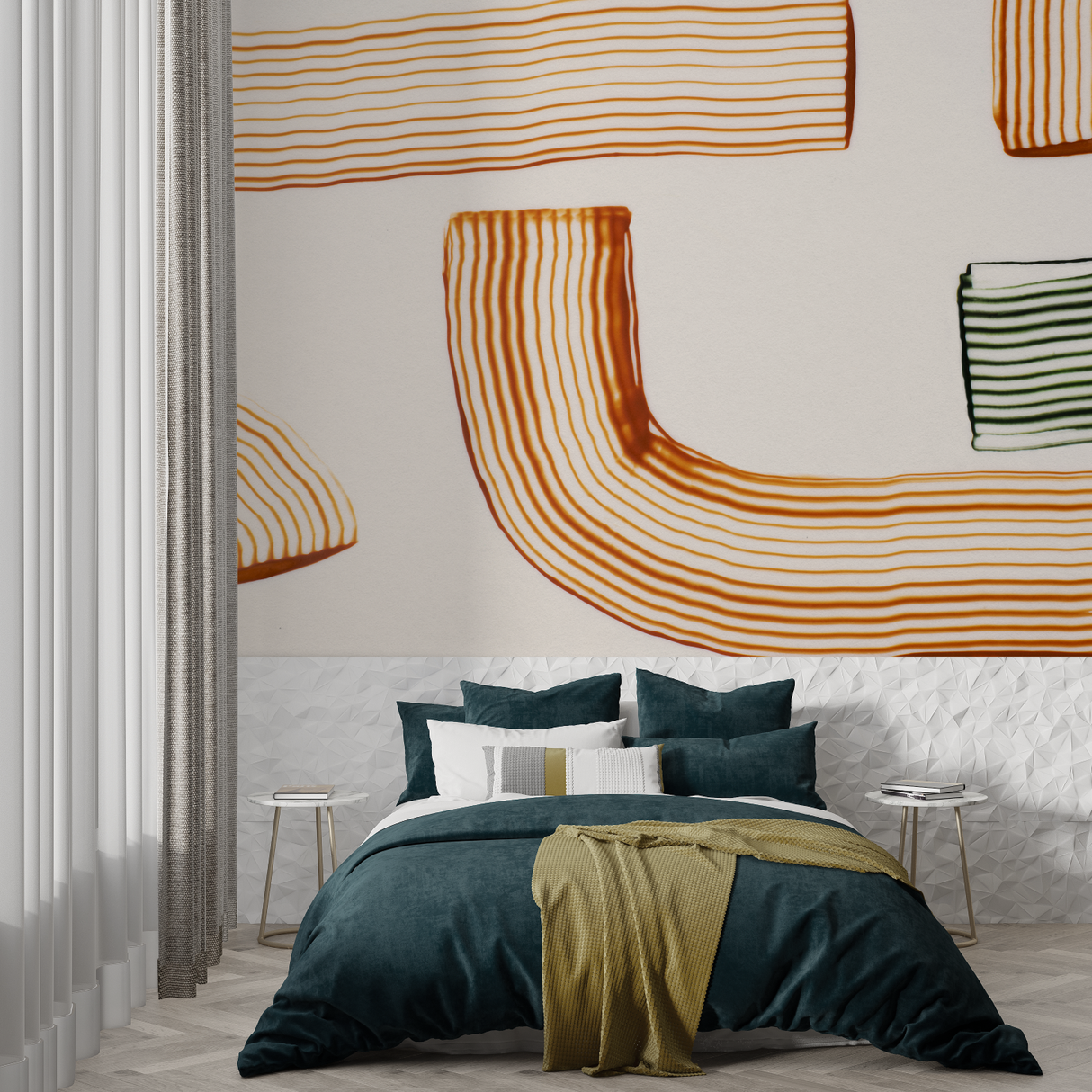Abstract Mural Wallpaper | Modern Orange Striped Design