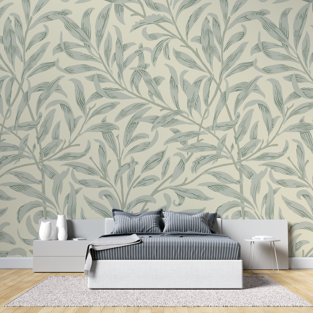 Foliage Mural Wallpaper | Sage Green Botanical Pattern