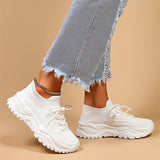 Orthopedic Platform Sneakers  White Knit Mesh Comfort Design - Detailed view