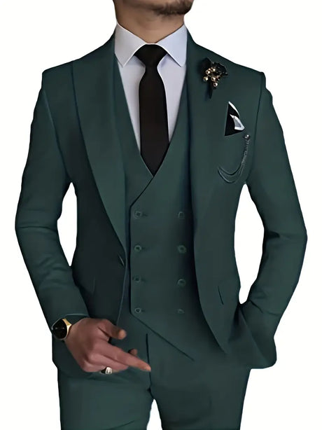 Classic Three Piece Suit  Beige Double-Breasted Design - Product detail 14