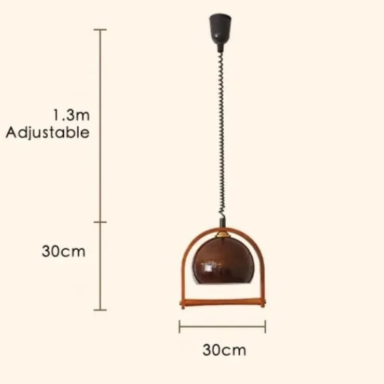 Bauhaus Pendant Light  Glass Dome Wood Frame Design - Product detail 8