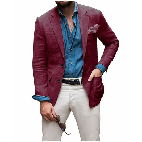 Linen Summer Blazer  Classic Ivory Two-Button Design - Product detail 13