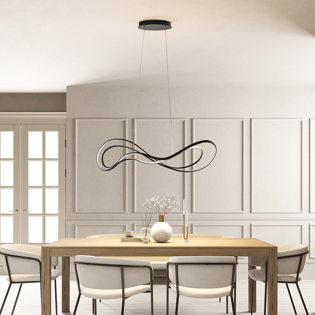 Modern LED Pendant Light  Infinity Wave Design With Dimmable Warm Light - Detailed view
