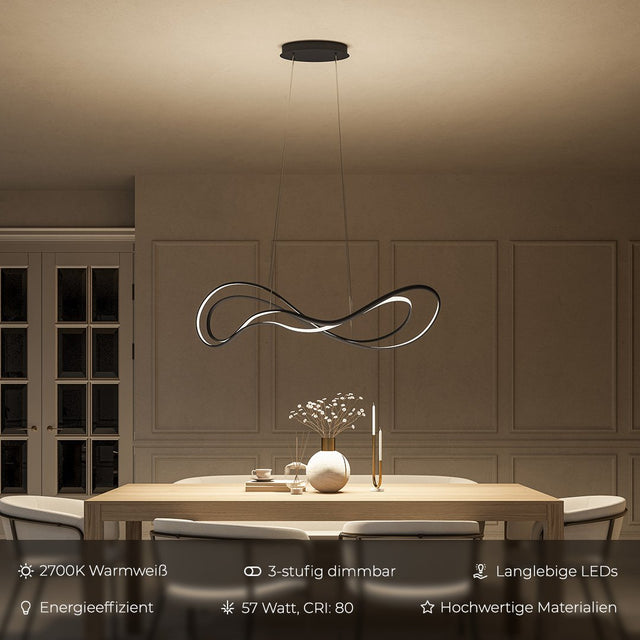 Modern LED Pendant Light  Infinity Wave Design With Dimmable Warm Light - Product showcase