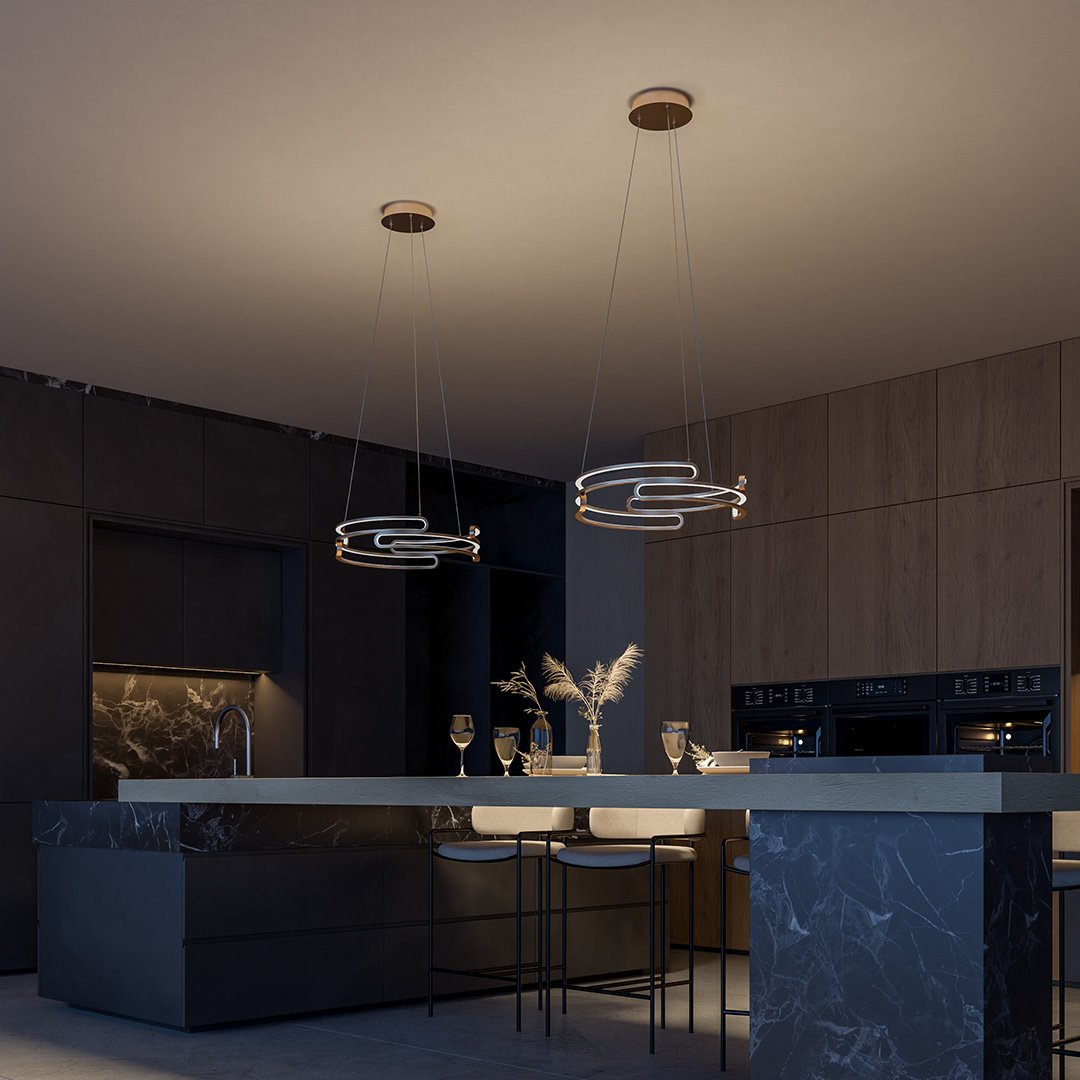 Modern LED Pendant Light  Circular Gold Metal Design - Product example