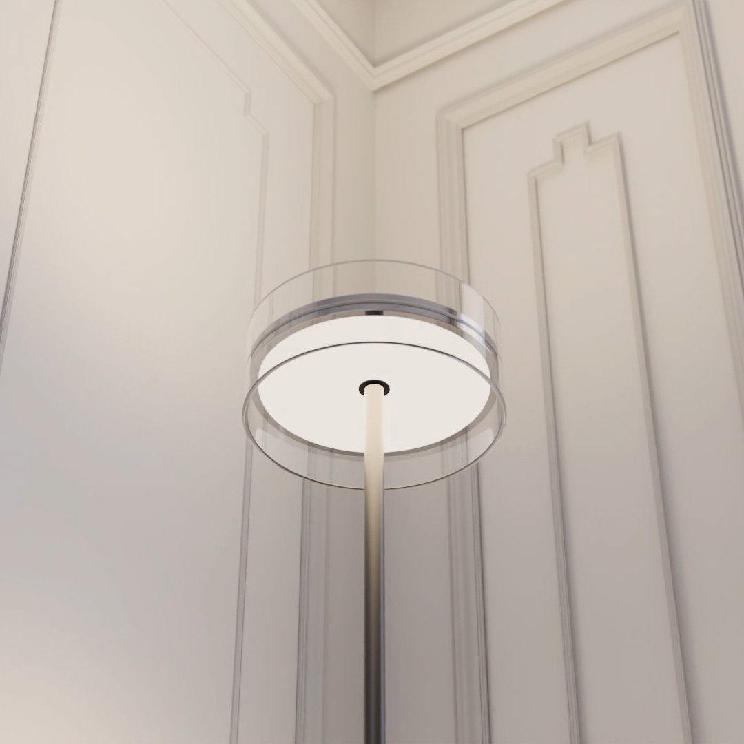 Modern LED Floor Lamp  Glass Disc Shade with Metal Stand - Product example