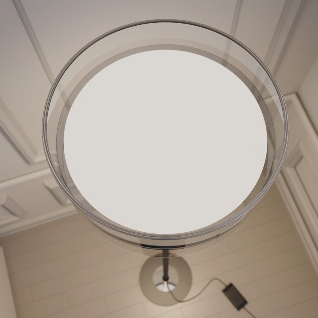 Modern LED Floor Lamp  Glass Disc Shade with Metal Stand - Product detail 4