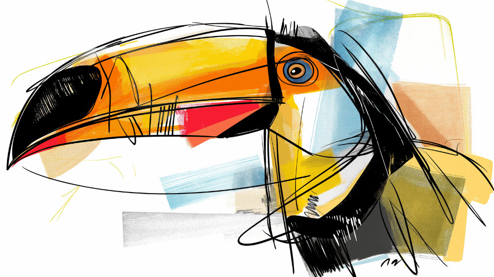 Abstract toucan bird wallpaper design file showing vibrant artistic pattern and color detail