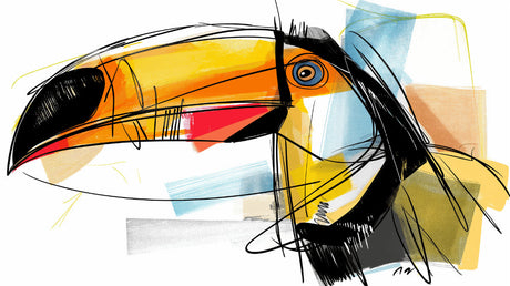 Abstract toucan bird wallpaper design file showing vibrant artistic pattern and color detail
